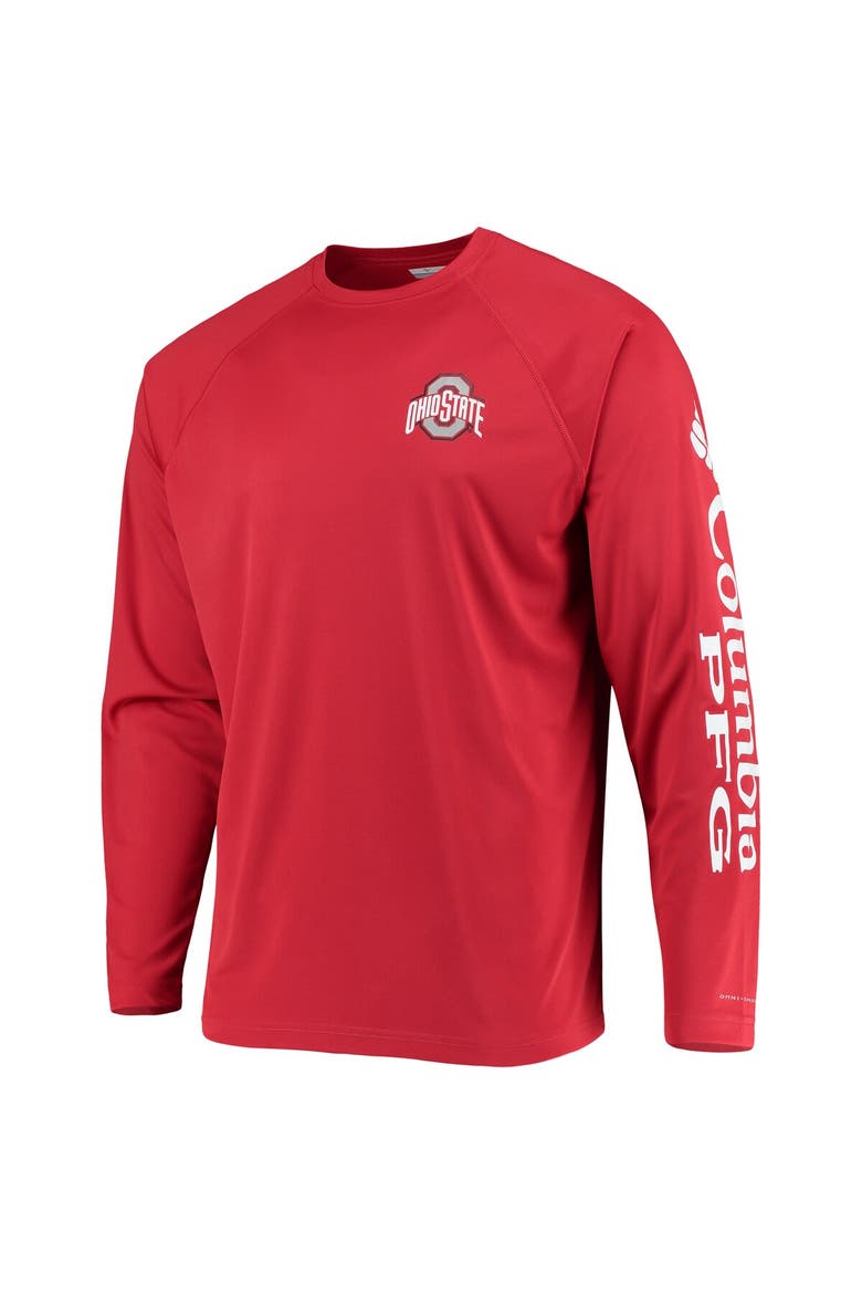 Men's Columbia Scarlet Ohio State Buckeyes Terminal Tackle Omni-Shade Raglan Long Sleeve T-Shirt, Alternate, color, Scarlet