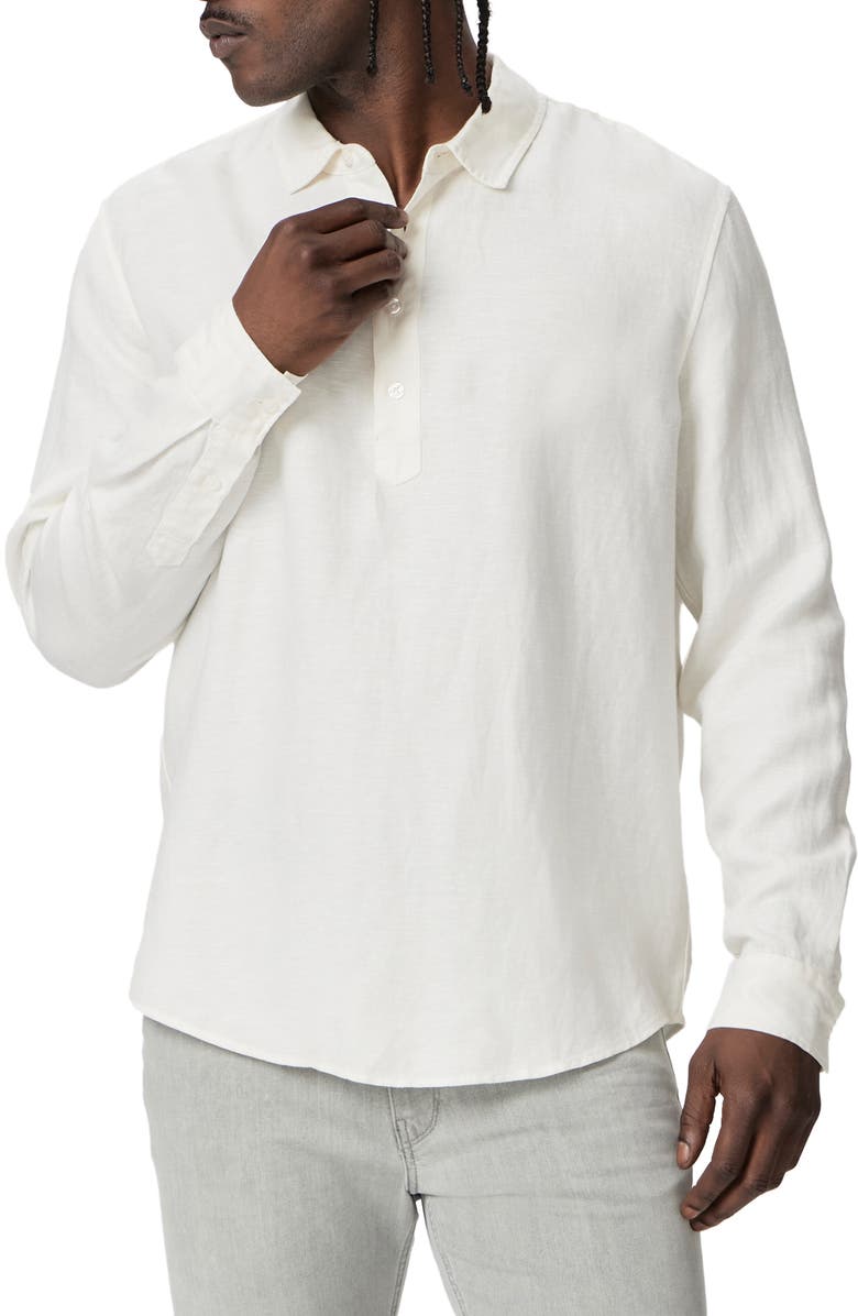 PAIGE Arney Linen Blend Quarter Button Shirt, Main, color, 