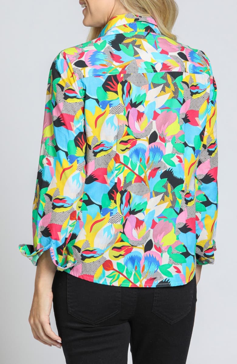 APNY Classic Floral Button-Up Shirt, Alternate, color, Bright Blue Multi