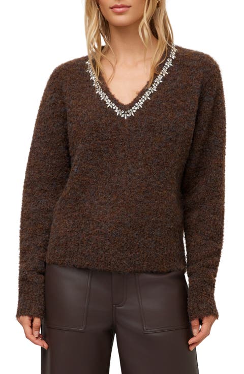 Ash Embellished V-Neck Sweater