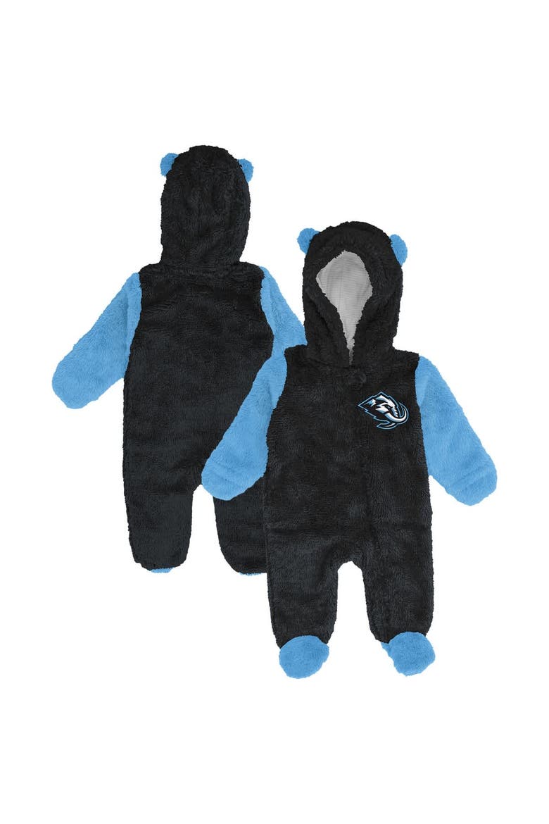 Infant & Newborn Outerstuff Black Utah Mammoth Stay Napping Fleece Bunting Full-Zip Hooded Sleeper, Main, color, Black