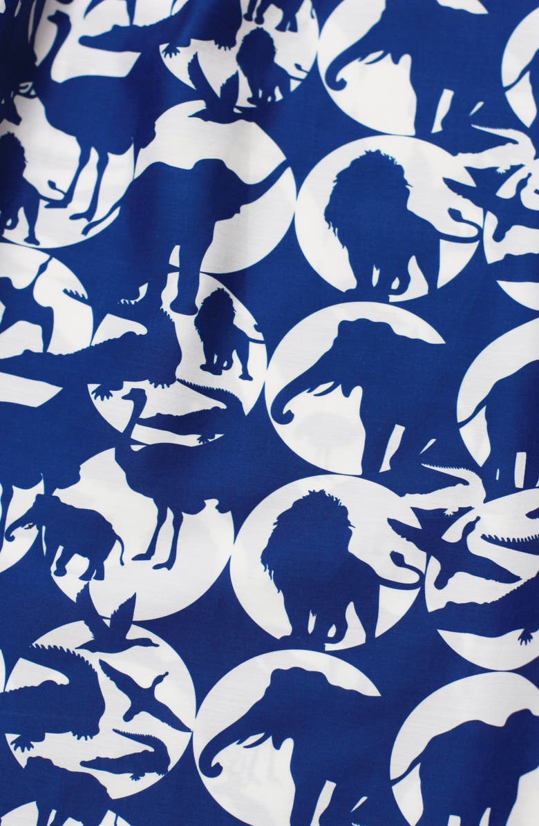 Jessie Zhao New York Animal World Smocked Cotton Silk Dress, Alternate, color, Blue