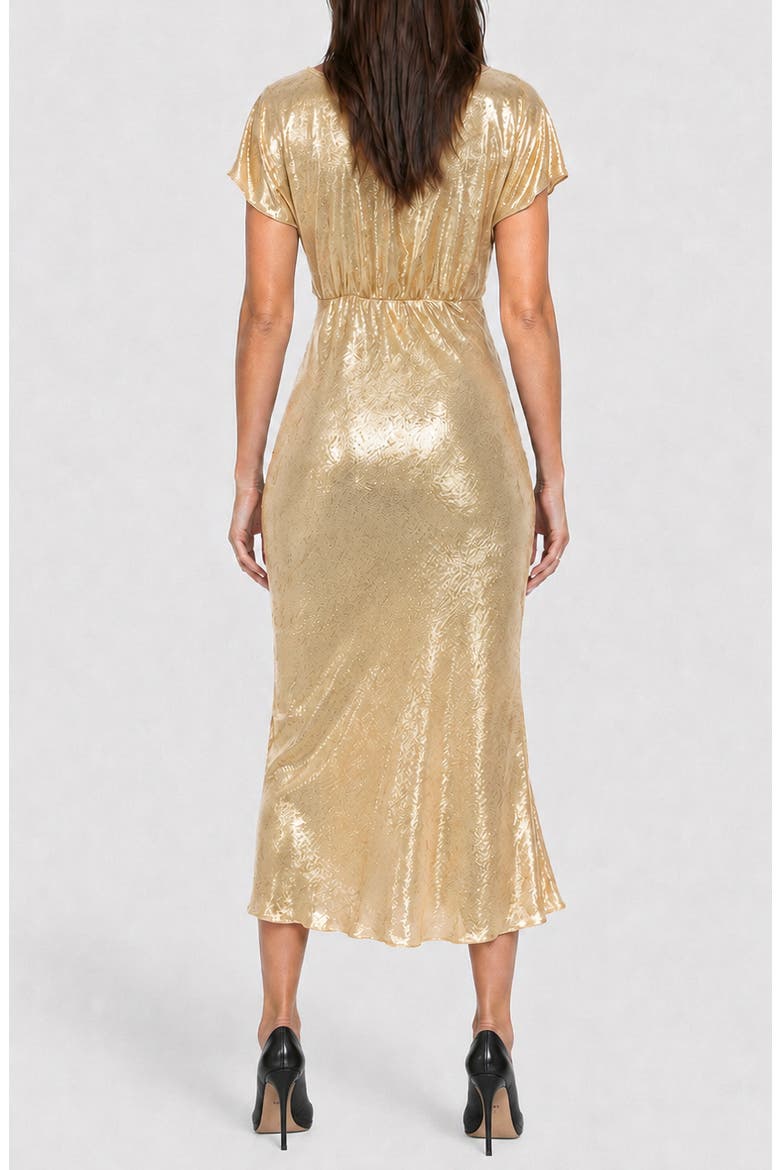 Foil Charmeuse Maxi Dress, Alternate, color, GOLD