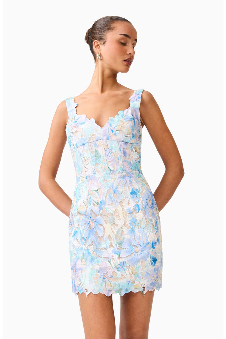 Kalissa Floral Embroidery Cocktail Minidress, Alternate, color, BLUE MULTI