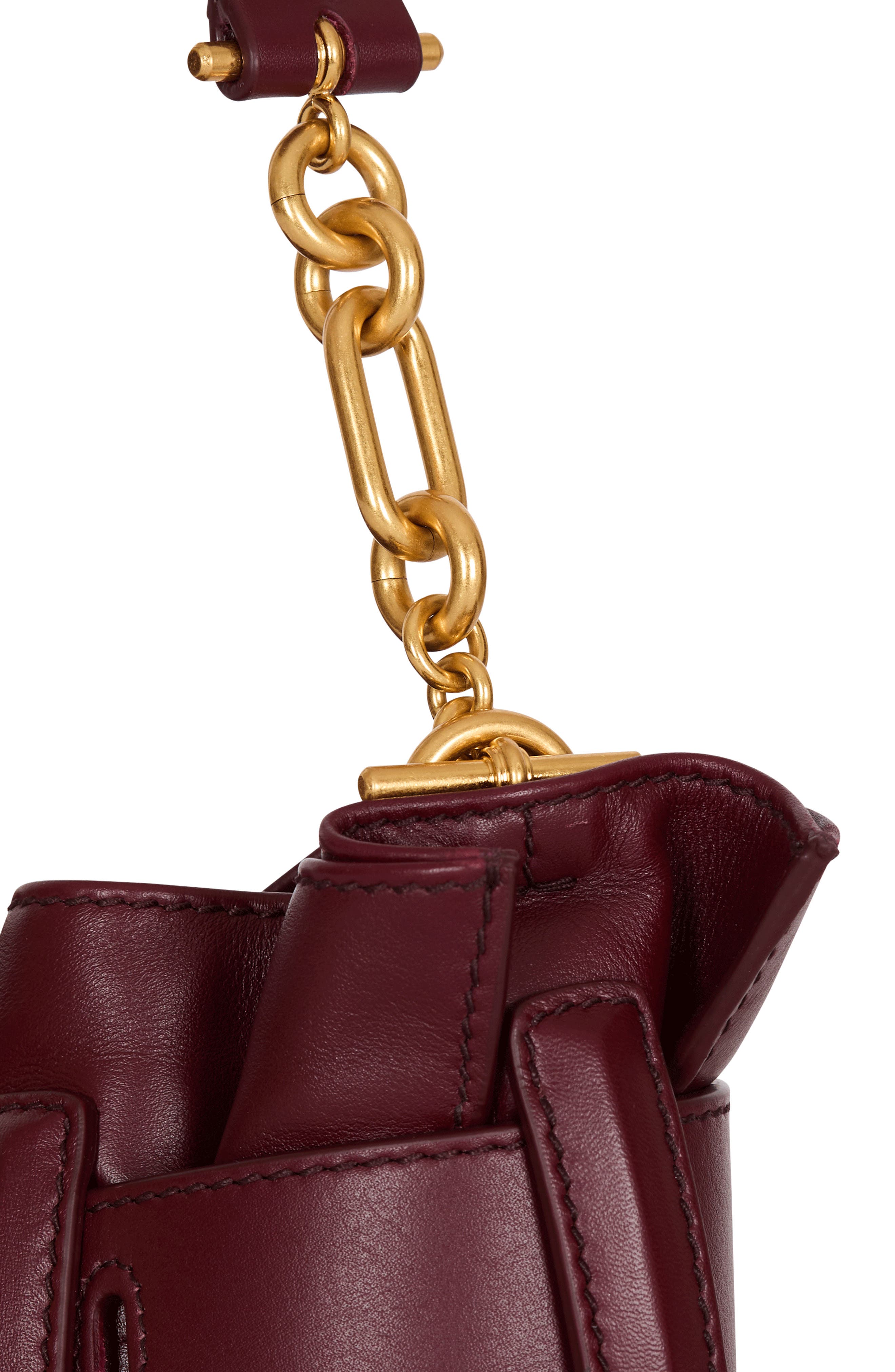 Balmain Mini Anthem Leather Shoulder Bag, Alternate, color, 3Ar Eggplant