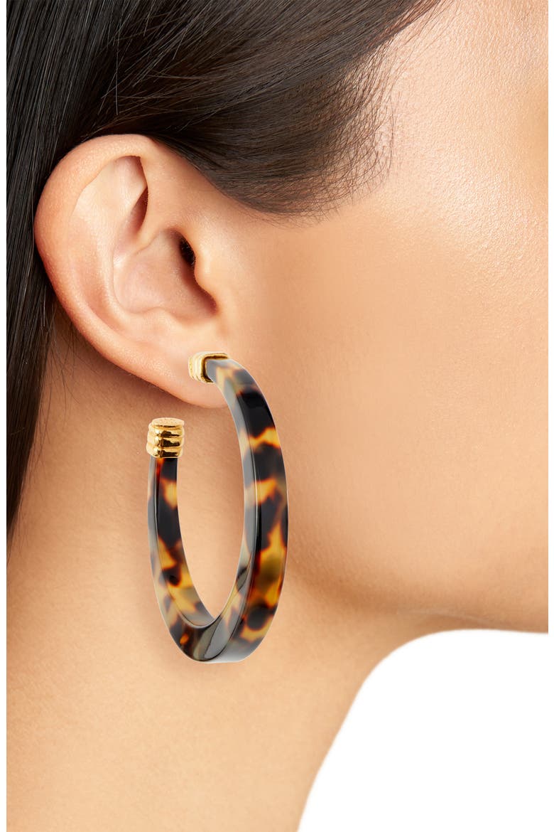Tortoiseshell Open Hoop Earrings, Alternate, color, TORTOISE