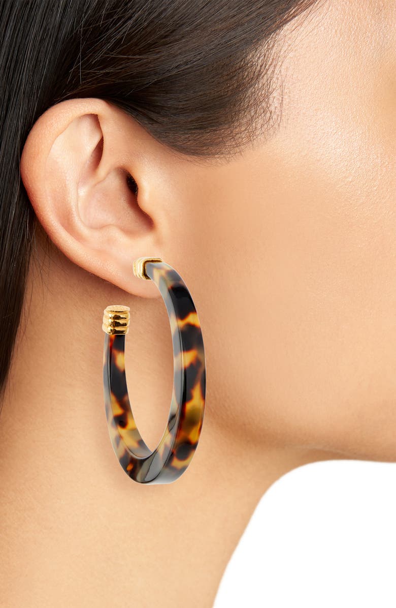 Gas Bijoux Tortoiseshell Open Hoop Earrings, Alternate, color, 