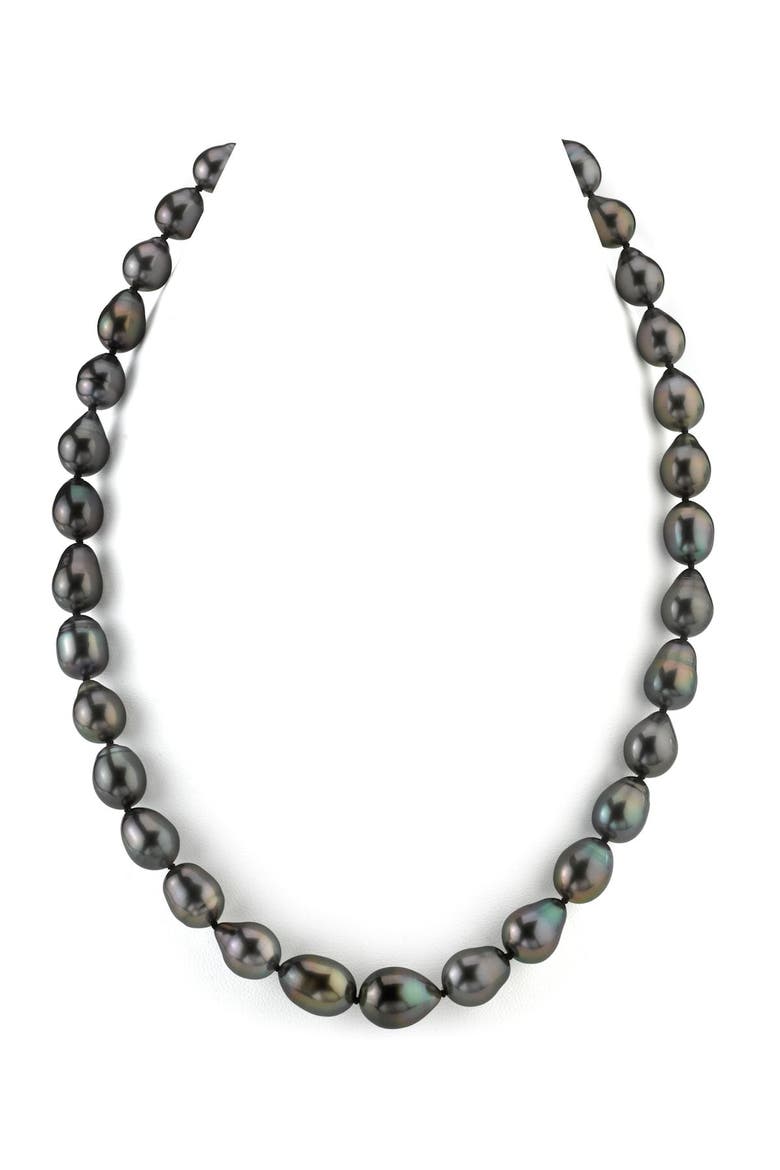 8-10mm Tahitian South Sea Drop Pearl Necklace - Premier AAAA Quality, Main, color, White Gold Clasp