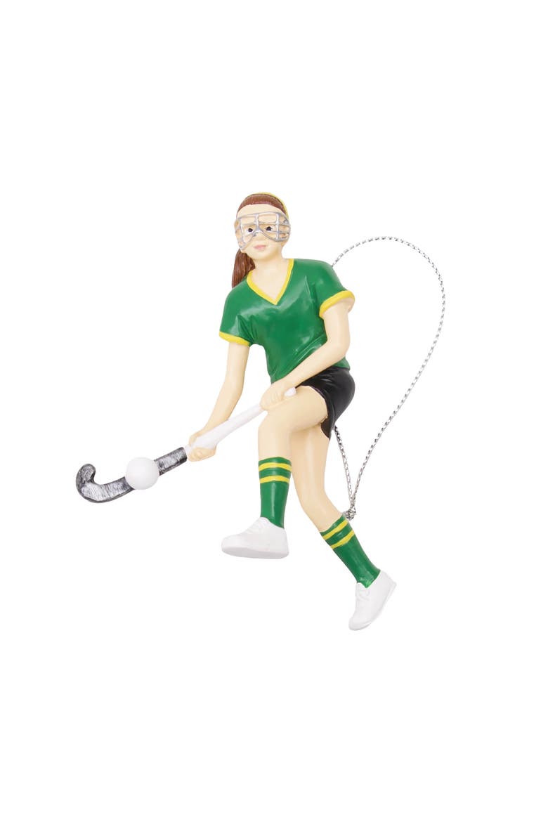 Field Hockey Girl Ornament, Main, color, Green