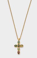Katie Loxton Green Agate Cross Necklace