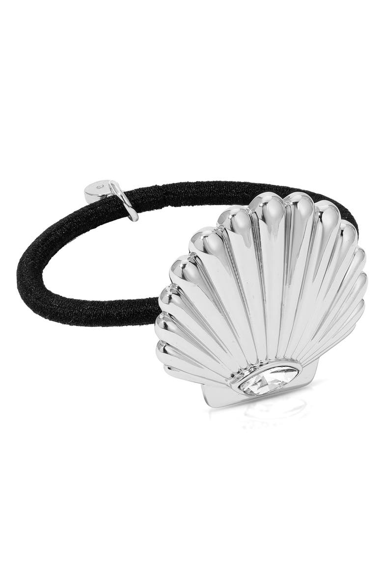 Ettika Scallop Shell Ponytail Holder, Main, color, Silver