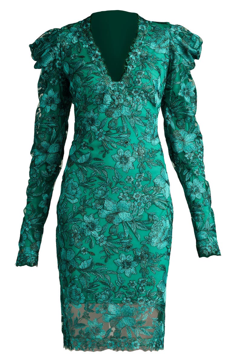 Tadashi Shoji Floral Embroidery Long Sleeve Cocktail Dress, Alternate, color, 