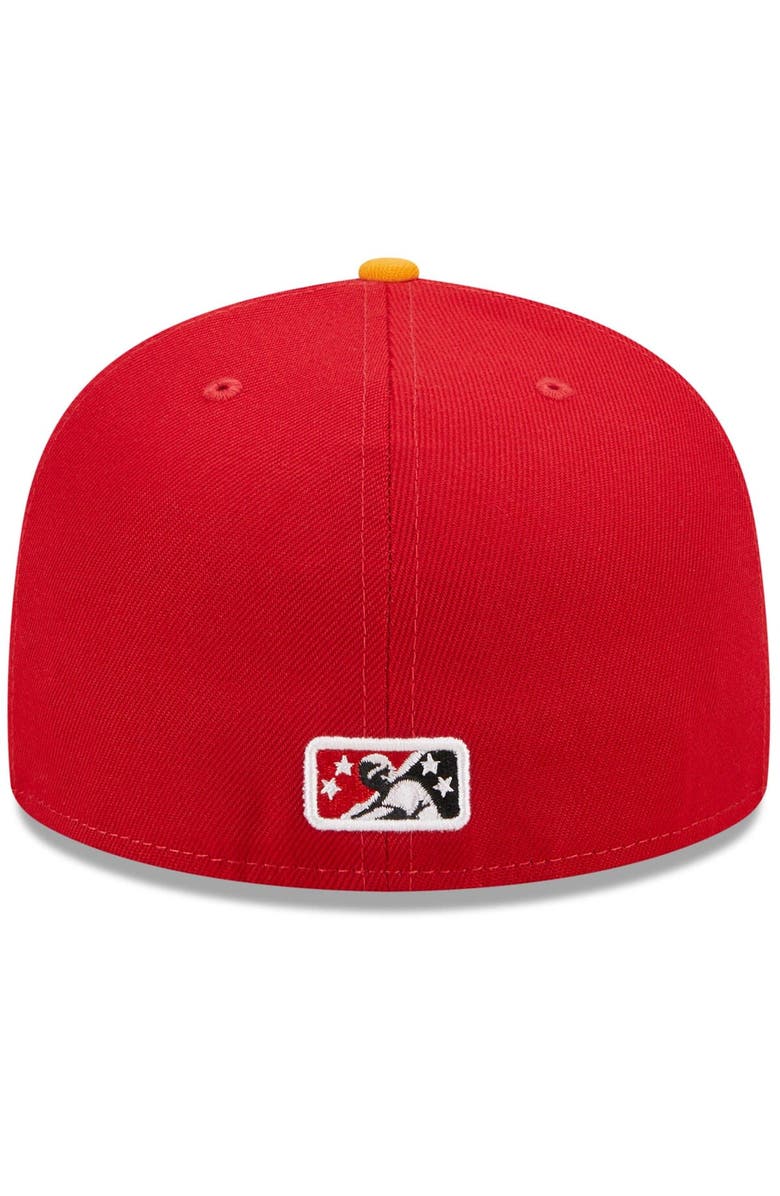 New Era Men's New Era Red/Yellow Erie SeaWolves Marvel x Minor League 59FIFTY Fitted Hat, Alternate, color,