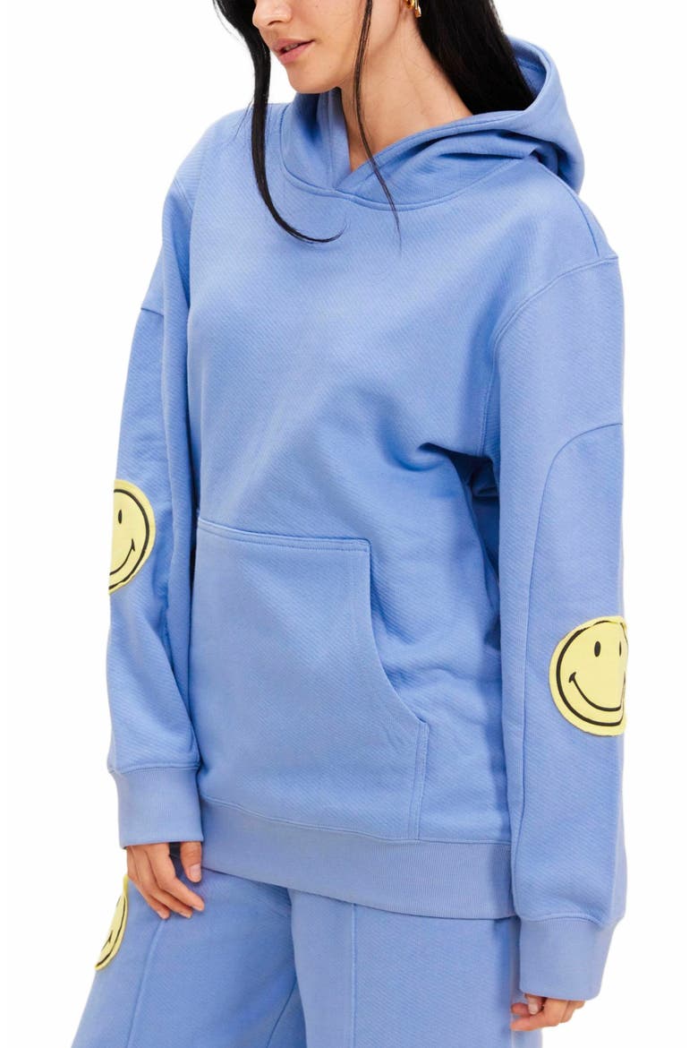 SMILEY OVERSIZED HOODIE, Alternate, color, BLUE