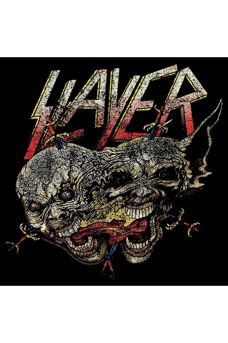 Men's Slayer Demon Faces Distressed Graphic T-Shirt, Alternate, color, Black