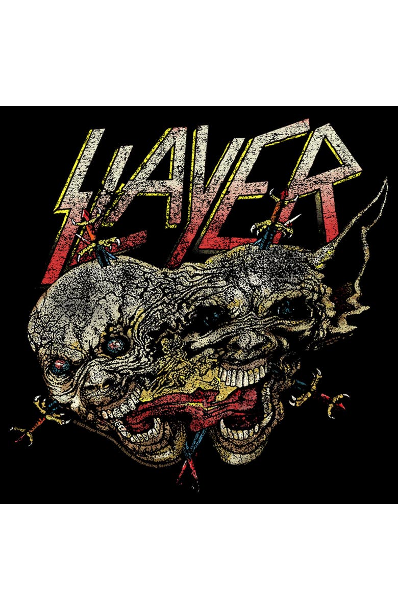 Slayer Men's Slayer Demon Faces Distressed  Graphic T-Shirt, Alternate, color, Black