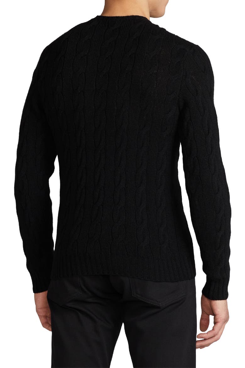 Cable Knit Cashmere Sweater, Alternate, color, CLASSIC BLACK