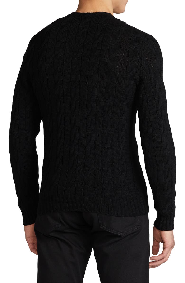 Ralph Lauren Purple Label Cable Knit Cashmere Sweater, Alternate, color, Classic Black