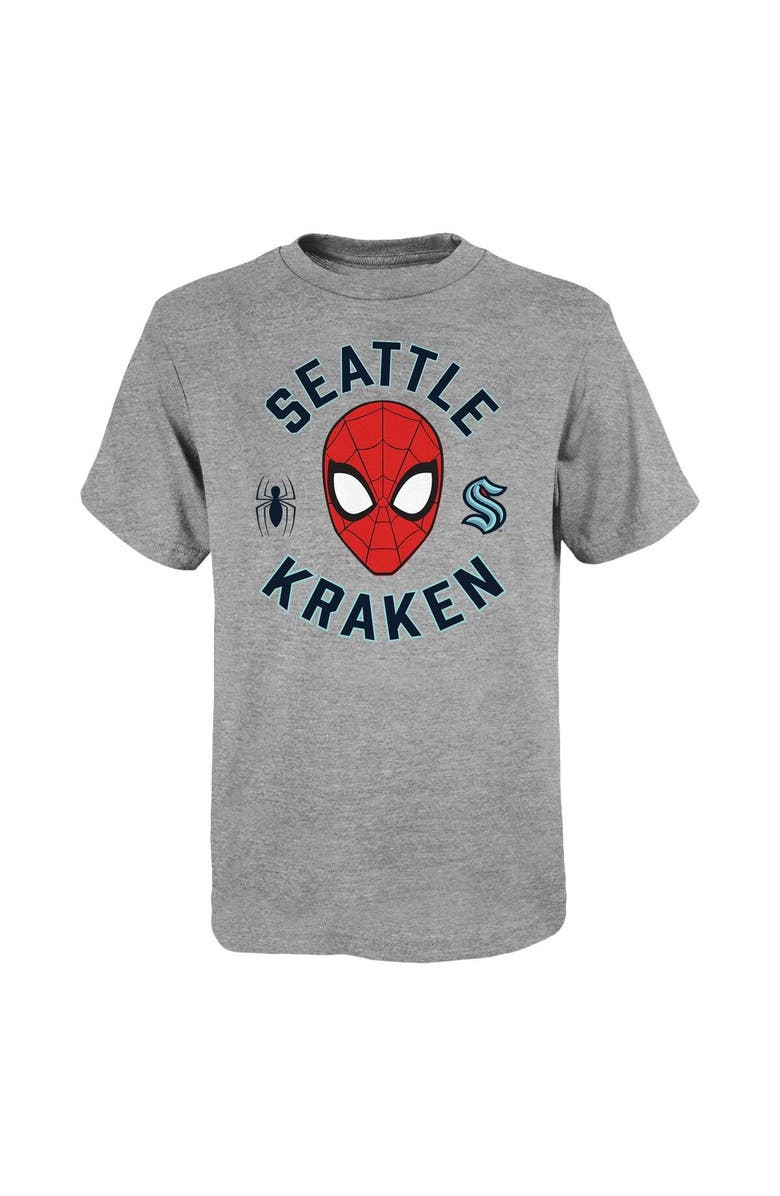 Outerstuff Youth Heather Gray Seattle Kraken Mighty Spidey Marvel T-Shirt, Alternate, color,