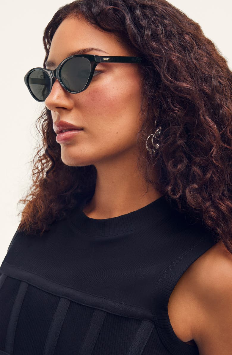 QUAY Talk Nice 55mm Cat Eye Sunglasses, Alternate, color, Black/ Smoke