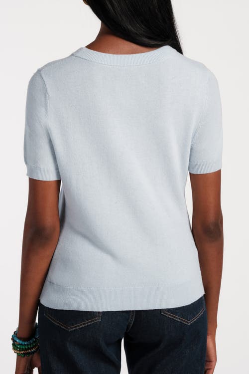 Frances Valentine Jo Knit T Wool/cotton/cashmere Blend In Blue