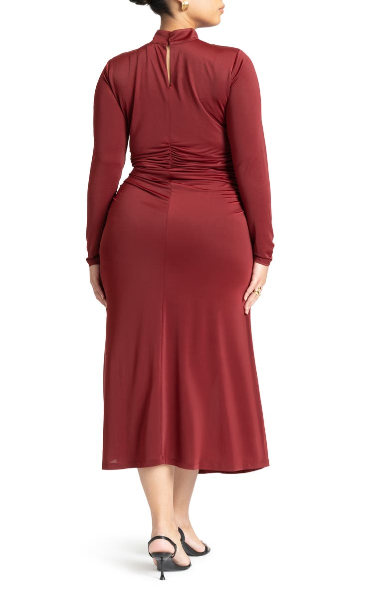 ELOQUII Mock Neck Long Sleeve Midi Dress, Alternate, color, 