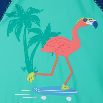 Flamingo Rashguard T-Shirt & Swim Shorts Set