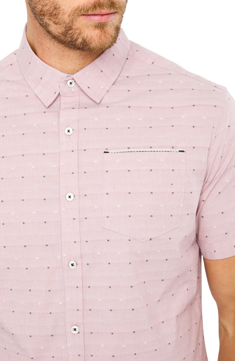 7 Diamonds Modular Mix Slim Fit Shirt, Alternate, color, Stone Rose