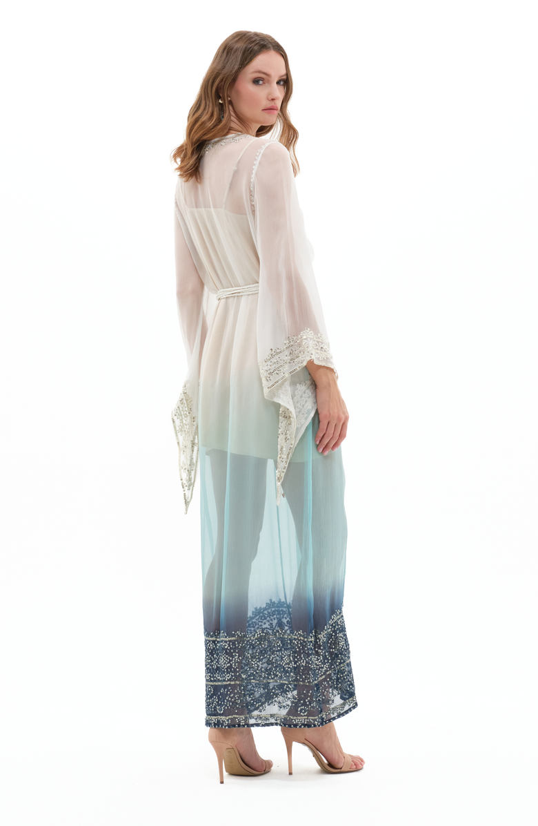 Calypso St. Barth Camelia Dress, Alternate, color, White / Teal / Indigo Ombre