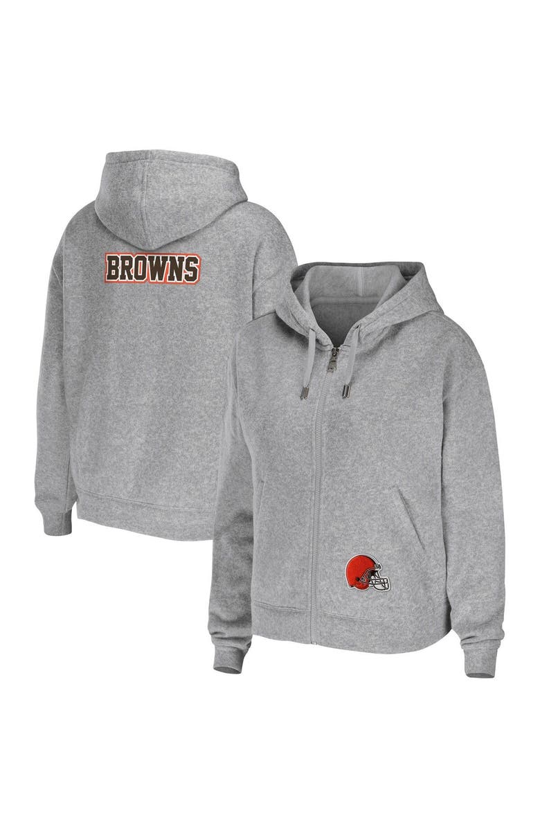 WEAR by Erin Andrews Women's WEAR by Erin Andrews Heathered Gray Cleveland Browns Team Full-Zip Hoodie, Main, color, 