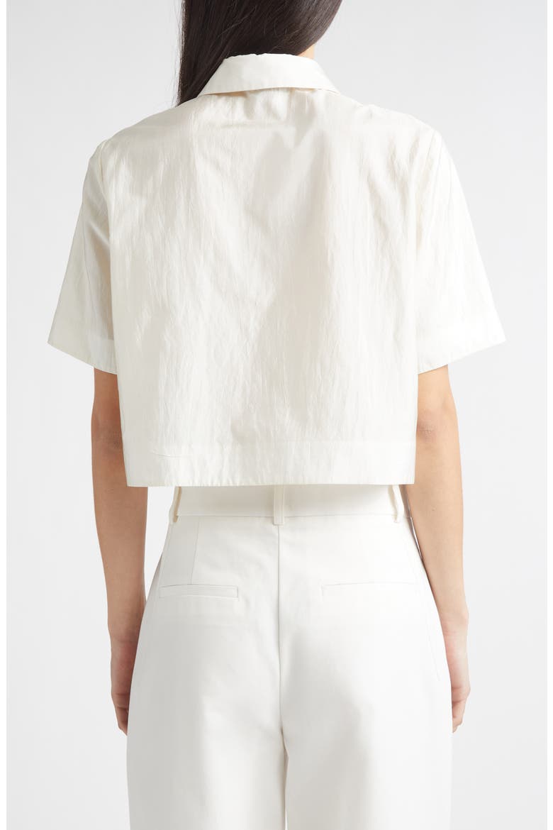 Tilden Crop Short Sleeve Button-Up Shirt, Alternate, color, IVORY