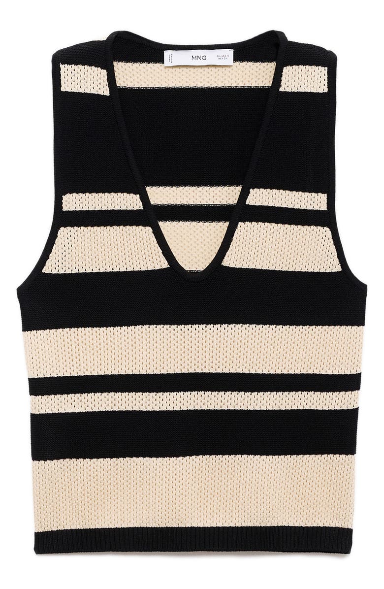 MANGO Open Stitch Sweater Tank, Main, color, Black Multi