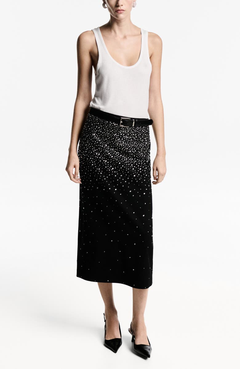 Jess Rhinestone Embellished Midi Skirt