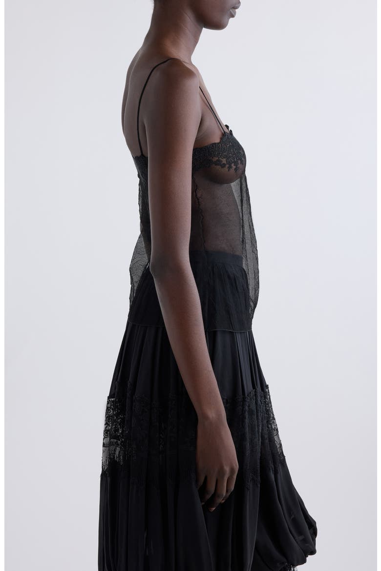 Lace Trim Sheer Fitted Tank, Alternate, color, BLACK