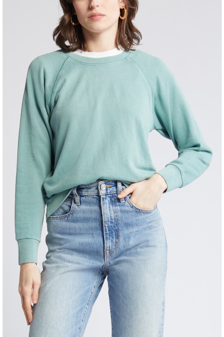 Shrunken Terry Sweatshirt, Alternate, color, GREEN SEAGLASS