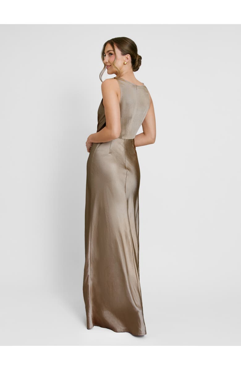 Six Stories Cowl Front Satin Bridesmaid Dress, Alternate, color, Truffle