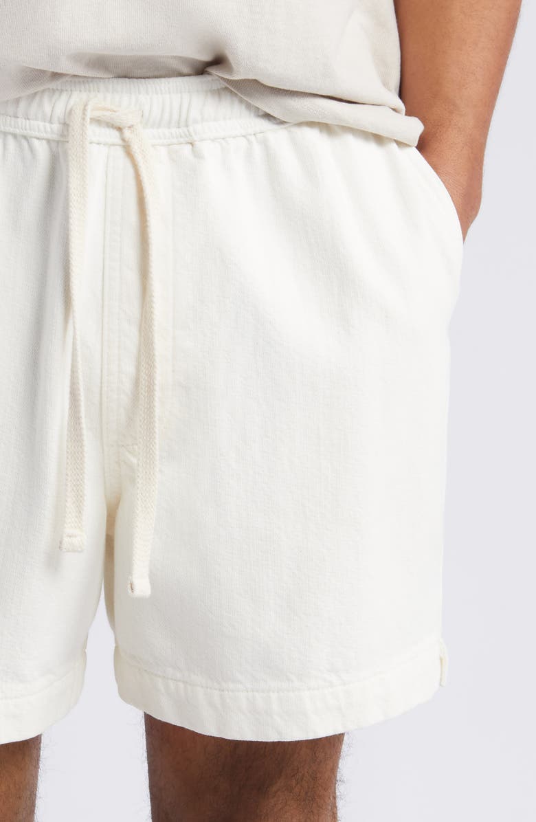 FRAME Elastic Waist Cotton Terry Shorts, Alternate, color, Off White