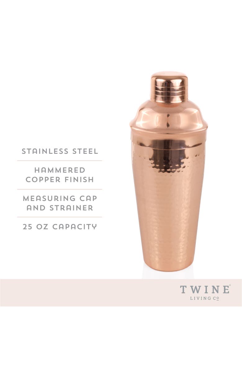 TWINE Hammered Cocktail Shaker in Copper, Alternate, color, Copper
