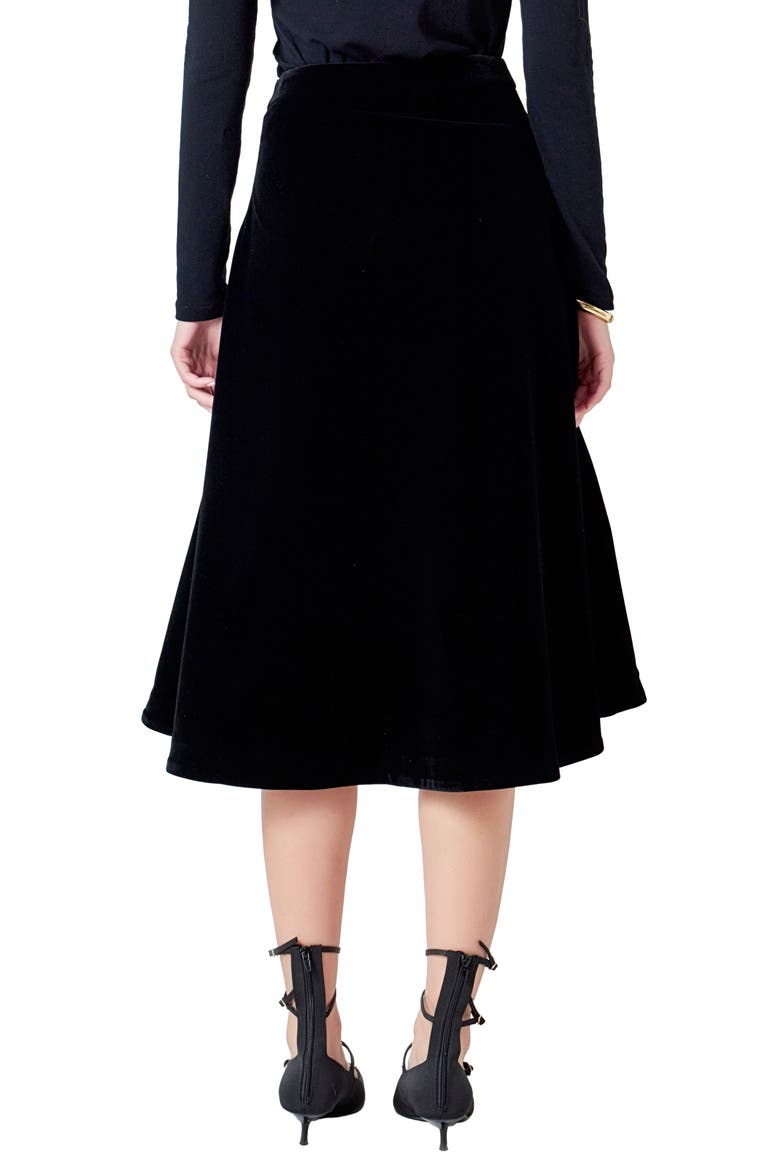Velvet Circle Midi Skirt, Alternate, color, BLACK