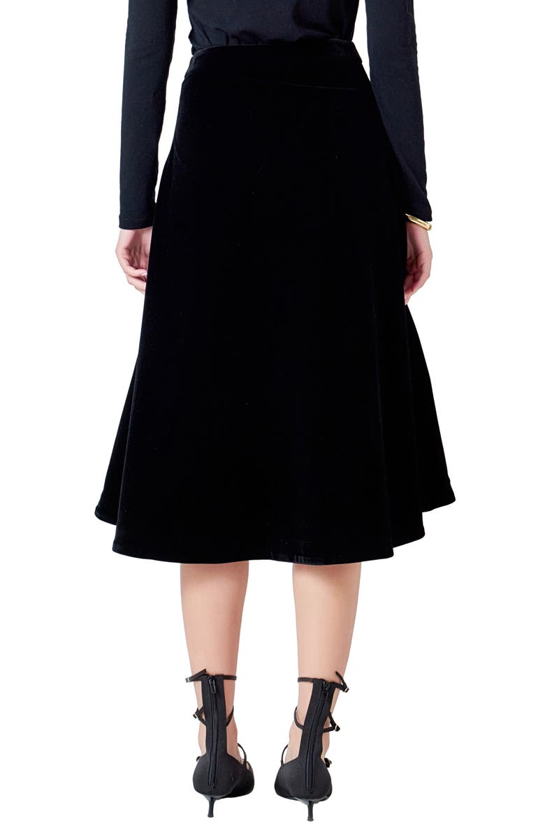 Endless Rose Velvet Circle Midi Skirt, Alternate, color, Black