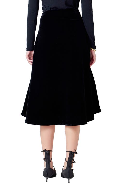 Endless Rose Velvet Circle Midi Skirt In Black