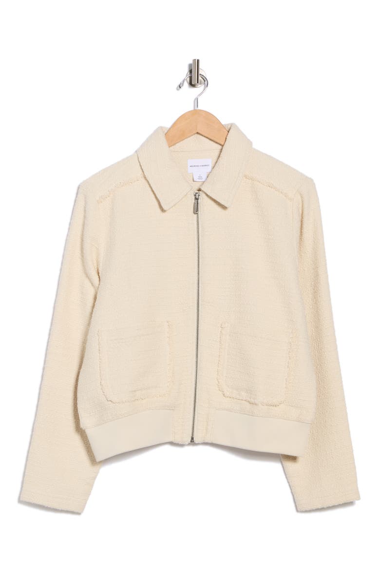 Textured Bomber Jacket, Alternate, color, IVORY DOVE