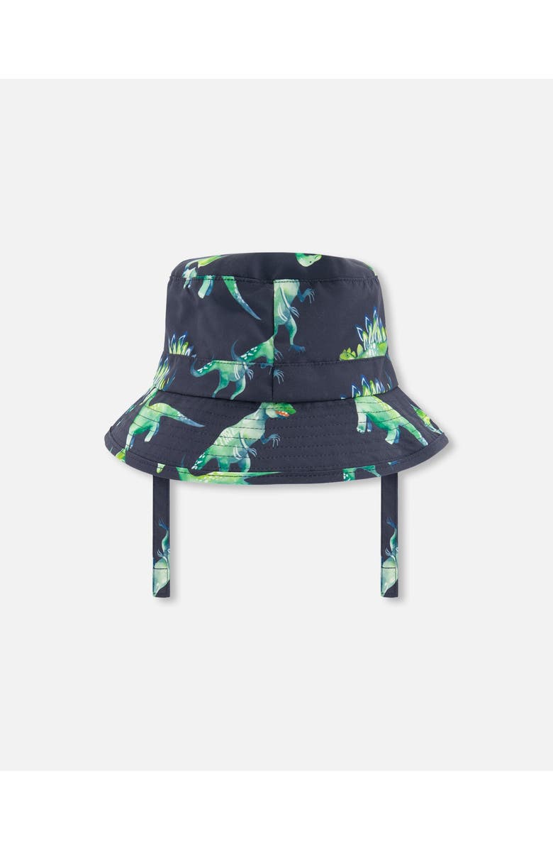 Deux par Deux Little Boy's Beach Hat Grey Printed Dinosaurs, Alternate, color, 