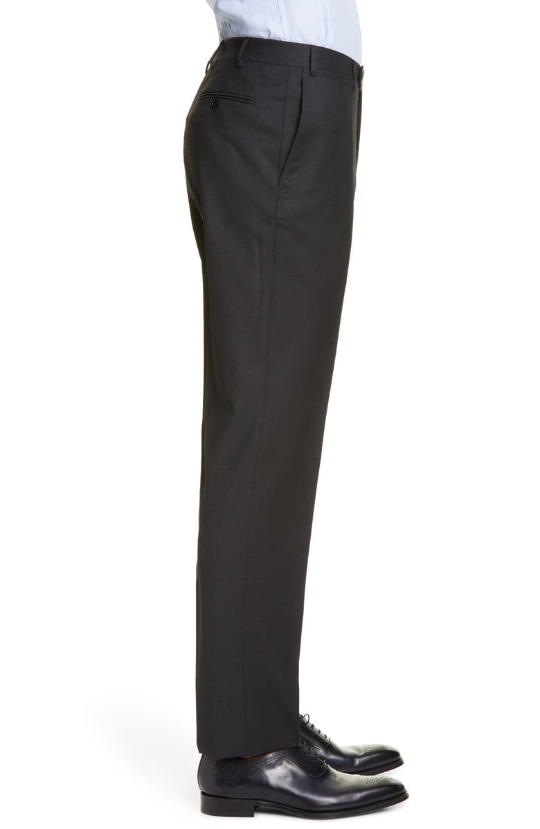 Canali Flat Front Dot Wool Dress Pants, Alternate, color, 