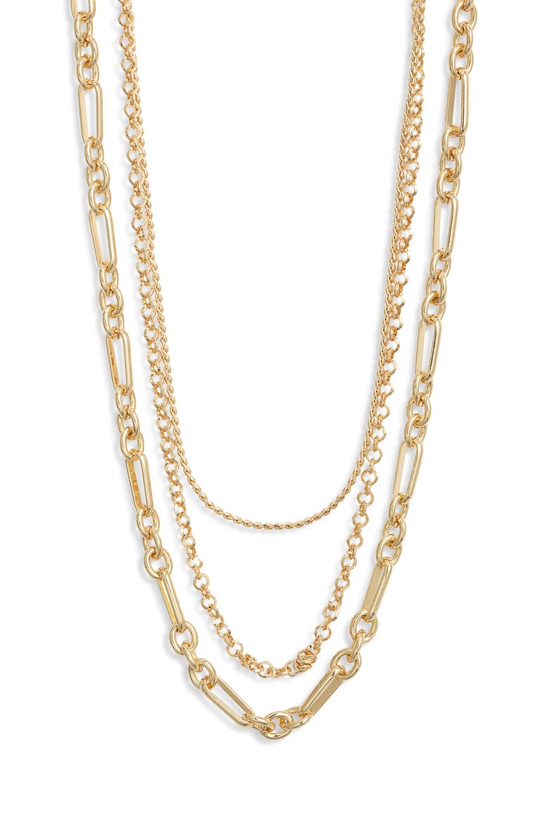 Set of 2 Layered Chain Necklaces, Main, color, GOLD