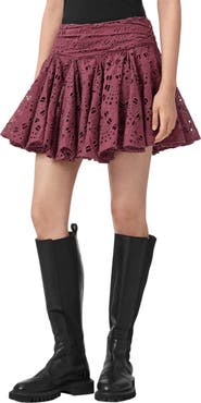 AllSaints Dotty Pleated Eyelet Miniskirt