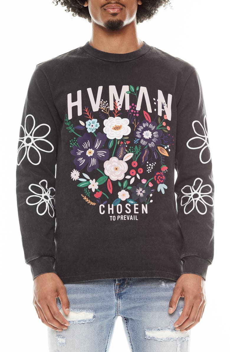 HVMAN Floral Long Sleeve Graphic T-Shirt, Main, color,