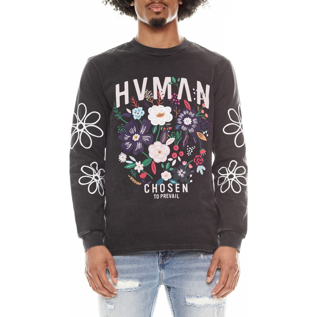 Cult Of Individuality Floral Long Sleeve Graphic T-shirt In Gray