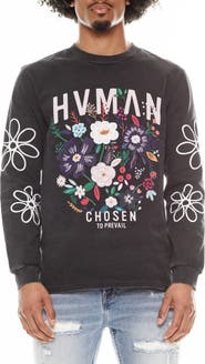 HVMAN Floral Long Sleeve Graphic T-Shirt