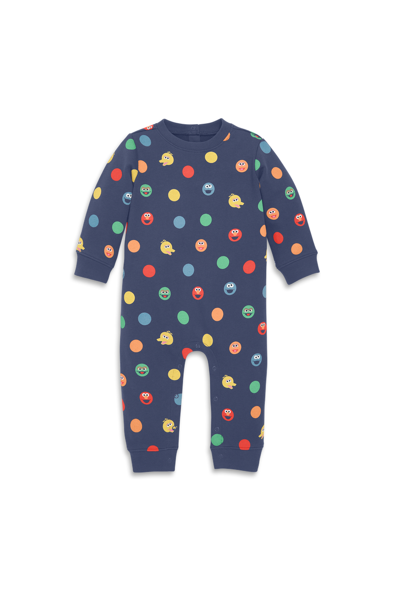 Baby Sesame Street Friends Sweatshirt Romper, Main, color, Vintage Navy Rainbow Friends